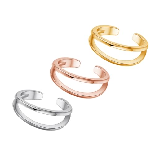 AKOOSY 3 Stück Verstellbarer Teilig Fußring Damen Zehenringe Weiß Gold Roségold Modischer Schmuck für Alltag Party von AKOOSY