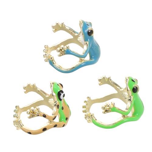 AKOOSY 3 Süße, Verstellbare Ringe in Froschform: Einzigartiger Fingerschmuck in Froschform Für Partys Und Den Alltag – Froschringe Aus Zinklegierung Mit Offener Struktur von AKOOSY