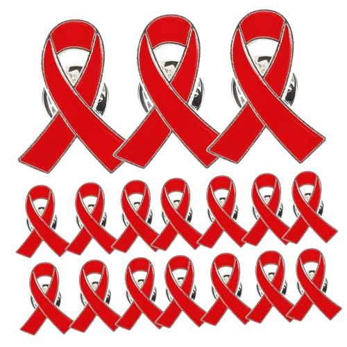 AKOOSY 30 Stück Rote Schleifenbroschen aus Zinklegierung Kleine Charity Anstecker für und Bewusstsein Dekorative Broschen für Kleidung Taschen Hüte Vielseitig Einsetzbar und Leicht zu von AKOOSY