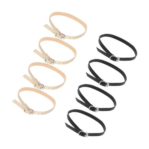 AKOOSY 4 Paare Abnehmbare High Heel Schuhriemen aus Weichem Kunstleder Verstellbare Anti rutsch Knöchelriemen für Damen Schwarze und Goldene Bänder zum Fixieren Lockerer Absatz von AKOOSY
