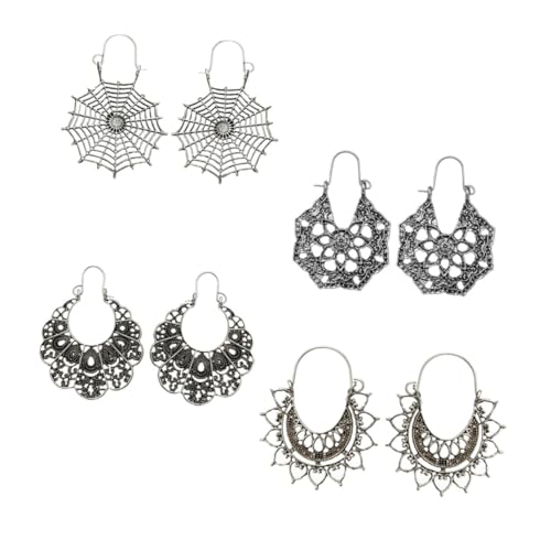 AKOOSY 4 Paare Fächerförmige Ohrstecker mit Filigranem Spinnennetz Muster Damenohrhänger aus Langlebiger Hautfreundlicher Legierung Zarte Statement Ohrringe für Alltag und von AKOOSY