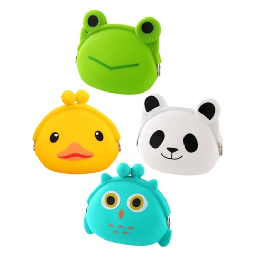 AKOOSY 4 STÜCKE Teiliges Cartoon Silikon Münzgeldbörse Bunte Münzbeutel Langlebig Leicht zu Öffnen und Schließen für Münzen Schlüssel Karten und Kleine Accessoires Spielerisches von AKOOSY