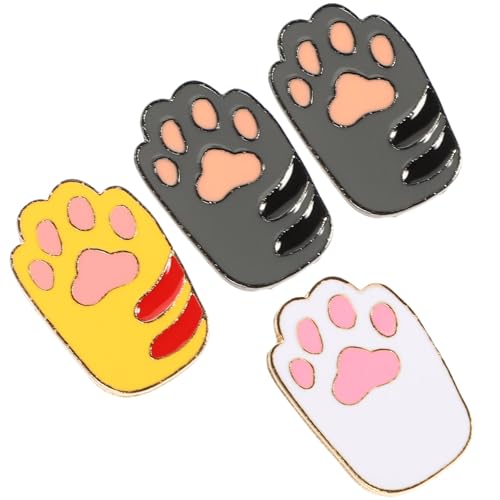 AKOOSY 4 Stück Cartoon Katzenpfoten Broschen Anstecknadeln für Mädchen Schulranzen Rucksack Dekoration Modisch Robust und Fein Gearbeitet von AKOOSY