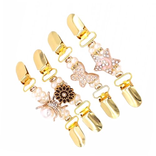 AKOOSY 4 Stück Delikate Cardigan Clips Kreative Entenmaul Klammern Abs mit Perlenoptik Strapazierfähige Pullover und Strickjacken Accessoires zum Enganliegen und Fixieren von AKOOSY