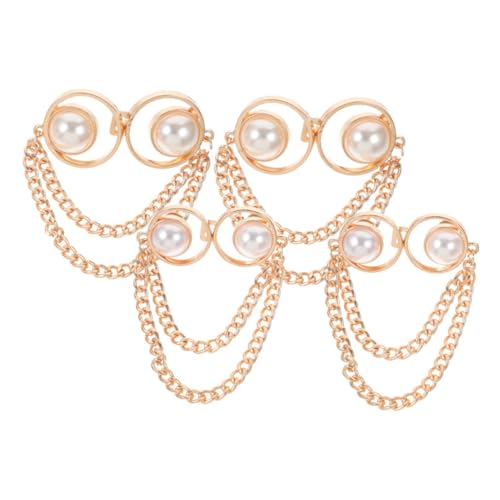 AKOOSY 4 Stück Hosenbund Taillenstraffer Jeans Knopf Ersatz Verstellbare Dekorative Bundknöpfe in Gold mit Weißer Perle Für Jeans Hosen Kleider Einfach zu Fixieren und Wiederverwendbar von AKOOSY