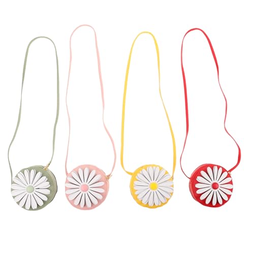 AKOOSY 4 Stück Mini Daisy Umhängetasche für Kleine Schultertasche mit Robustem Reißverschluss Blumenmuster Handtasche für Mädchen Leichte Crossbody Bag für Alltag Reisen und Einkäufe von AKOOSY