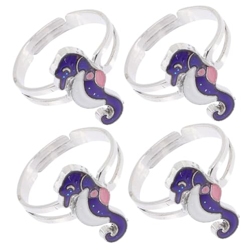 AKOOSY 4 Stück Stimmungsring Damen Verstellbare Offene Meeresbewohner Ringe Cartoon Tier Schmuck Modisch Langlebig Komfortabel für Alltag Party Geschenk von AKOOSY
