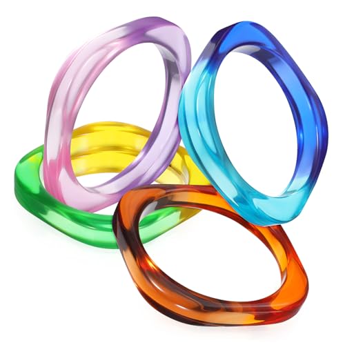 AKOOSY 4 Stück Teiliges Armband Damen Bunte Armreifen in Grün Blau Orange Leichter Modischer Schmuck mit Feiner Verarbeitung Vielseitig Kombinierbar Komfortabel Tragbar von AKOOSY