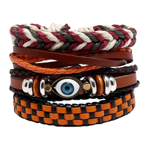 AKOOSY 4 Stück Teiliges Bohemia Armband Handgefertigt Geflochtenes Herren Damen Wristband Modisch Stylisch Individuelles Schmuckaccessoire für Alltag und Besondere Anlässe von AKOOSY