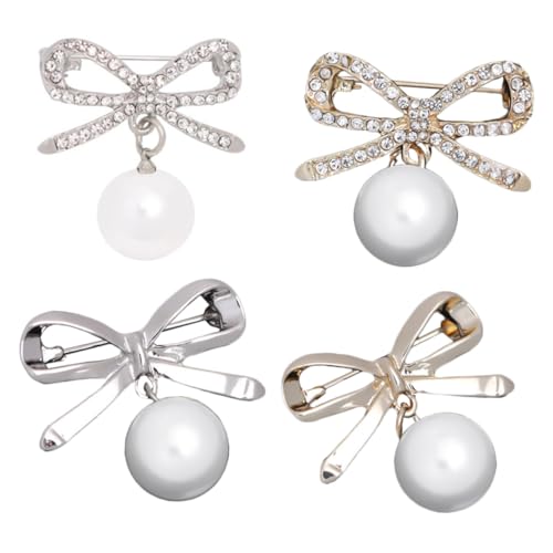 AKOOSY 4 Stück Teiliges Bowknot broschen Strass Langlebige Legierungsnadeln Glatte Oberfläche Elegante Anstecknadeln für Kleidung Schals Hüte Damenbroschen Anti peeping Pins von AKOOSY