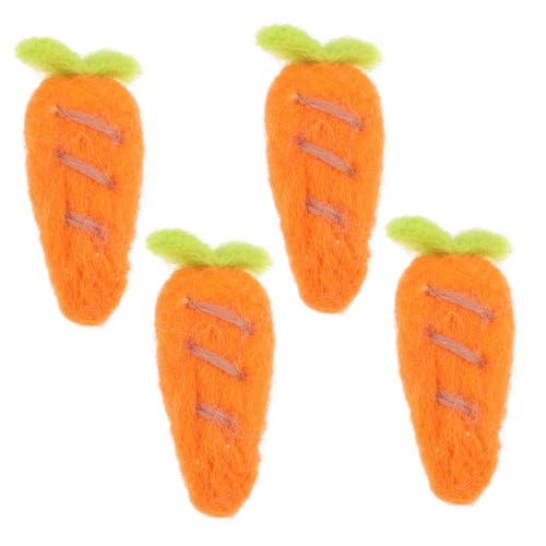 AKOOSY 4 Stück Teiliges DIY Filz Karotten Haarschmuck Niedliche Handgefertigte Broschen für Basteln und Haarclips Dekorative Karotten Filzornamente für Erwachsene von AKOOSY