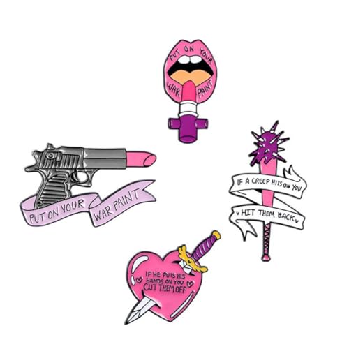 AKOOSY 4 Stück Teiliges Damen Broschen Cartoon Lippenstift Modisch Leicht und für Bluse und Jacke Schicke Kleidungspins Feministische Anstecknadeln Geschenkidee von AKOOSY