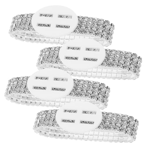 AKOOSY 4 Stück Teiliges Elastisches Armband mit Strasssteinen DIY Brautschmuck für Hochzeit Abschlussball Party Vielseitiges Korsagen Wristlet für Brautjungfern und Festliche Anlässe von AKOOSY
