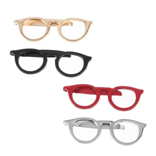 AKOOSY 4 Stück Teiliges Herren Krawattenklammern Tie Clips aus Poliertem Legierungsstahl Leichte und Langlebige Anzug Accessoires mit Modischem Brillendesign für Business und Formelle von AKOOSY