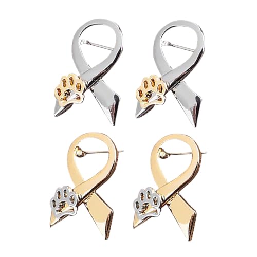 AKOOSY 4 Stück Teiliges Legierungs Broschen mit Niedlicher Hundepfote und Eleganter Schleifenform Anstecknadeln für Damen und Mädchen Vielseitiger Schmuck für Hochzeit Geburtstag und von AKOOSY