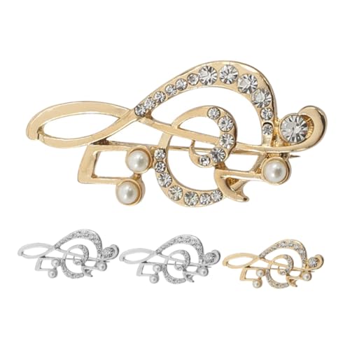 AKOOSY 4 Stück Teiliges Musiknoten Broschen mit Strass Langlebige Legierung Vielseitig Einsetzbar als Anstecknadeln für Pullover Schals Jacken Brautkleidung und Schmuckaccessoires von AKOOSY