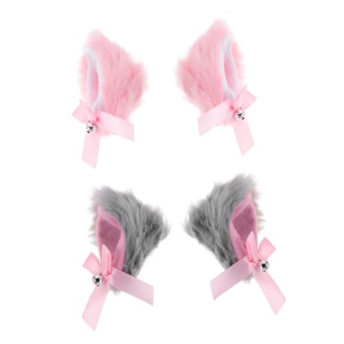 AKOOSY 4 Stück Teiliges Niedliche Haarspangen mit Glocken Kawaii Tierohren Haarschmuck für Halloween Cosplay Party-accessoires für Damen und Mädchen Mix von AKOOSY