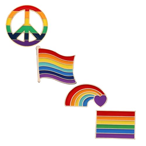AKOOSY 4 Stück Teiliges Regenbogen Broschen aus Legiertem Bunte Anstecknadeln für Damen und Mädchen Modische DIY Accessoires für Kleidung Taschen und Feiern von AKOOSY
