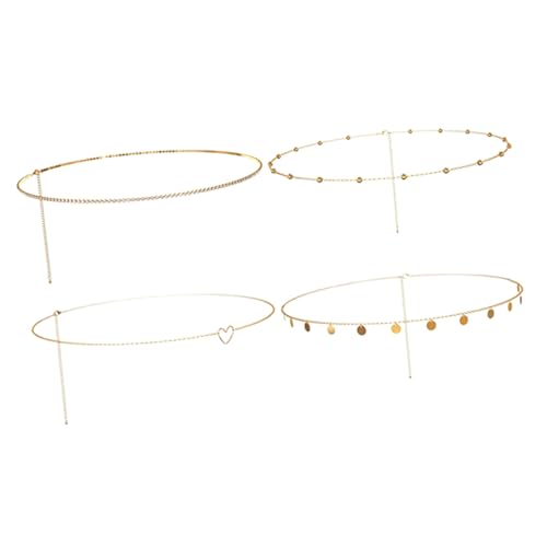 AKOOSY 4 Stück Teiliges Taillenketten Damen Verstellbar Metall Bauchschmuck Vielseitig Einsetzbar für Strand Bikini Jeans und Abendkleider Eleganter Körperschmuck in Gold von AKOOSY