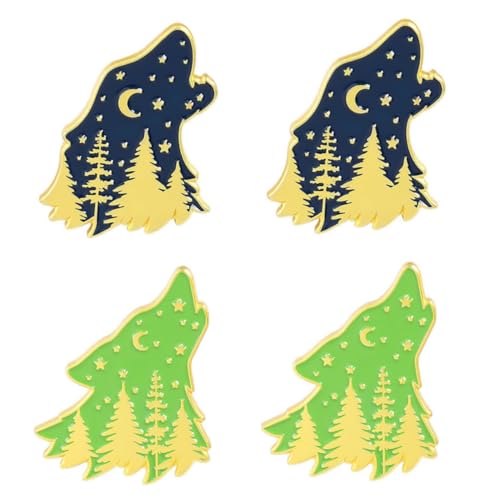 AKOOSY 4 Stück Teiliges Zweifarbiger Wolfskopf Broschen aus Legierung Modische Anstecknadeln für Hemd Anzug und Strickjacke Schmucknadel für Damen und Herren Vielseitige Zufällige Farbe von AKOOSY