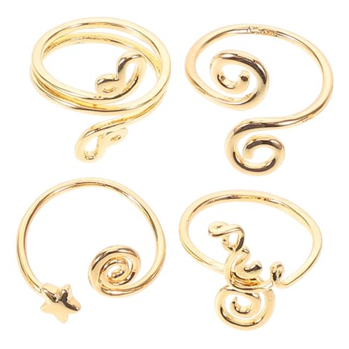 AKOOSY 4 Stück Verstellbares Zehenring Set für Frauen Teilig mit Strahlenden Goldenen Zirkonsteinen Offenes Design Komfortabler Sitz Modischer Fußschmuck für Sommer und Strand und von AKOOSY
