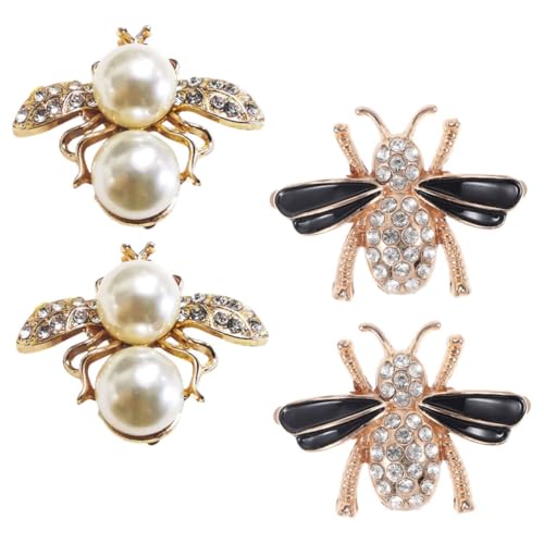 AKOOSY 4Stücke Bienen Schuhschnallen Abnehmbare Schuhclips mit Perlen Dekorative Metall Clips für Damen für Sneaker Clogs von AKOOSY