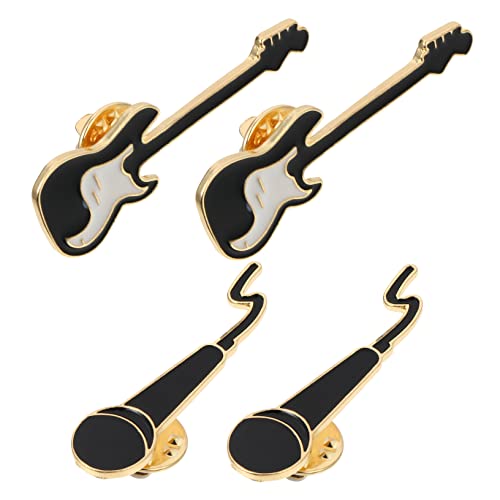 AKOOSY 4stücke Teiliges Legierungs-broschen Mit Gitarre Und Mikrofon Für Dekoration Elegante Anstecknadeln Für Kleidung Taschen Hüte Geeignet Für Besondere Anlässe von AKOOSY