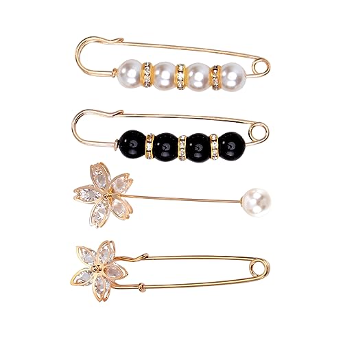 AKOOSY Zartes Broschen 4 Stück für Damen Anstecknadeln Legierung Kreative Strickjacken Clips Dekorative Sicherheitsnadeln für Kleidung und Schals Schmuckzubehör von AKOOSY