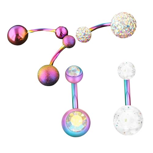 AKOOSY 5 Stück Bunte Bauchnabelpiercing Teiliges aus Nageldesign Körperschmuck für Damen Party Club Tanz von AKOOSY