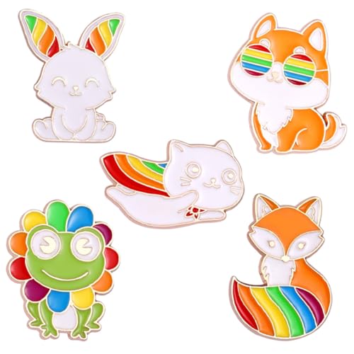 AKOOSY 5 Stück Bunte Cartoon Tier Broschen aus Anstecknadeln für Kleidung Rucksäcke Hüte Vielseitige Mode accessoires für Damen Leicht zu Befestigen und Abnehmbar von AKOOSY