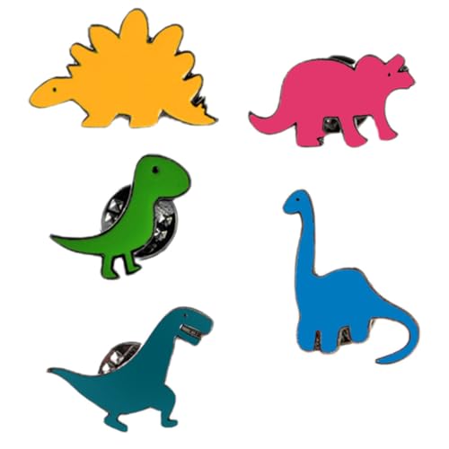 AKOOSY 5 Stück Teiliges Dinosaurier Broschen aus Robustem Zinklegierungsmaterial Leichte Emaille Pins für Damen Modische Anstecknadeln für Kleidung Rucksäcke Taschen und Schals von AKOOSY