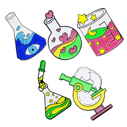 AKOOSY 5 Stück Teiliges Emaille Anstecker Set Wissenschaftliche Laborgeräte Broschen Damen Accessoires Modisch für Kleidung Taschen und Hüte von AKOOSY