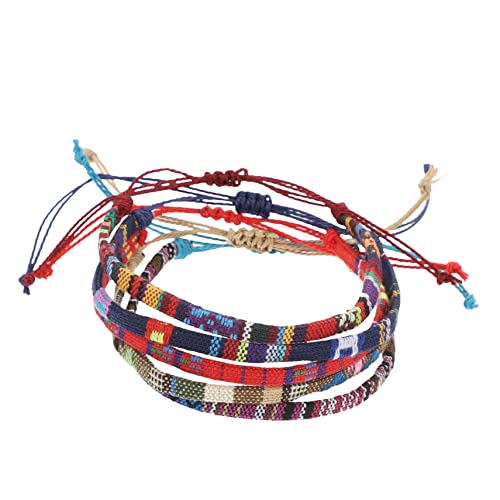 AKOOSY 5 Stück Teiliges Handgewebtes Baumwoll Armband Verstellbare Geflochtene Schmuckbänder für Damen und Herren Langlebige Freundschaftsarmbänder Modische Boho Wickelarmbänder für von AKOOSY