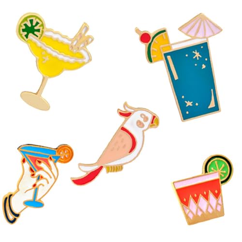 AKOOSY 5 Stück Teiliges Hawaii Broschen aus Legierung Modische Cartoon Broschen für Kleidung Schals und Hüte Langlebige Dekorative Anstecknadeln Stilvolle Accessoires für Damen und Party von AKOOSY