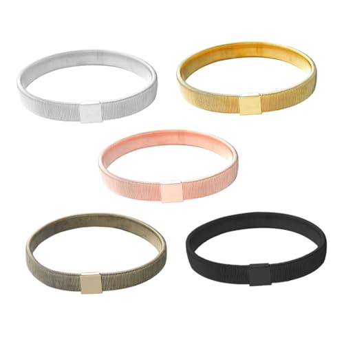AKOOSY 5 Stück Teiliges Herren Metall Armband Dehnbares Rutschfestes Armlet Manschetten Armband Vielseitig Einsetzbar für Hemdsärmel Modisches Accessoire in Gemischten Farben von AKOOSY
