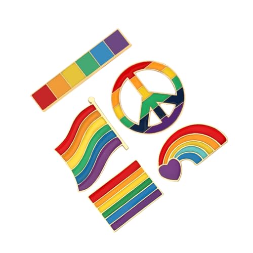 AKOOSY 5 Stück Teiliges Regenbogen Broschen aus Legierung Leichte Anstecknadeln für Kleidung Rucksäcke Hüte DIY Accessoires für Frauen Bunte Pins als Geschenkidee von AKOOSY