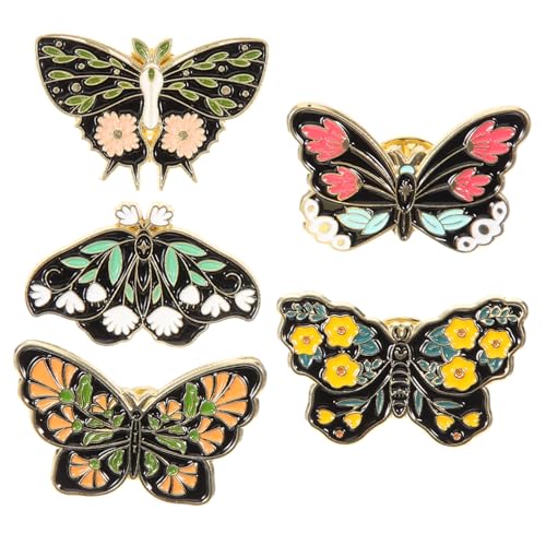 AKOOSY 5 Stück Teiliges Schmetterling Broschen aus Metall Modische Anstecknadeln für Kleidung und Rucksack Leichte Kreative Retro Revers Pins als Geschenk für Damen und Freunde von AKOOSY