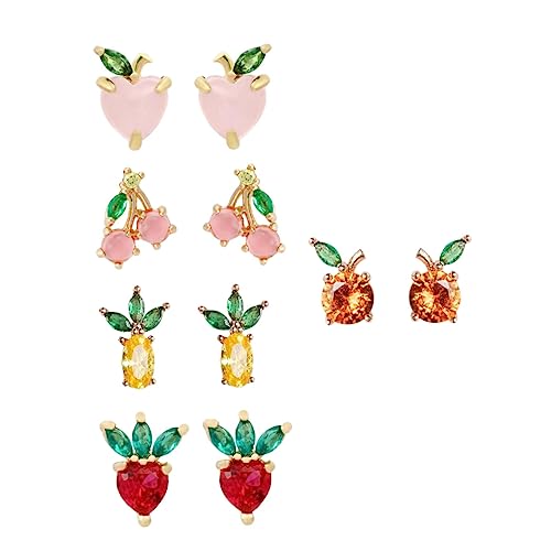 AKOOSY Kreative Ohrstecker Tropische Früchte 925 Silber Ohrhänger Für Damen Strass Verzierung Modische Ohrringe Für Besondere Anlässe Geschenkidee Für Frauen von AKOOSY