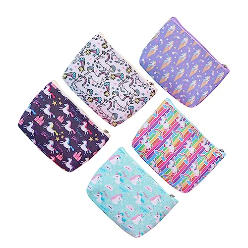 AKOOSY Einhorn Münztasche PU Kleine Reißverschlusstasche für Damen Niedliche Aufbewahrungstasche für Geld Schlüssel und Kosmetik für Unterwegs 5 Stücke von AKOOSY