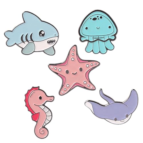 AKOOSY 5Stücke Teiliges Cartoon Meerestier Broschenanstecker Süße Broschen für Kleidung Taschen Hüte Dekorative Abzeichen für Einzigartige Styles AKOOSY 5Stücke Teiliges Cartoon Meerestier Broschenanstecker Süße Broschen für Kleidung Taschen Hüte Dekorative Abzeichen für Einzigartige Styles von AKOOSY