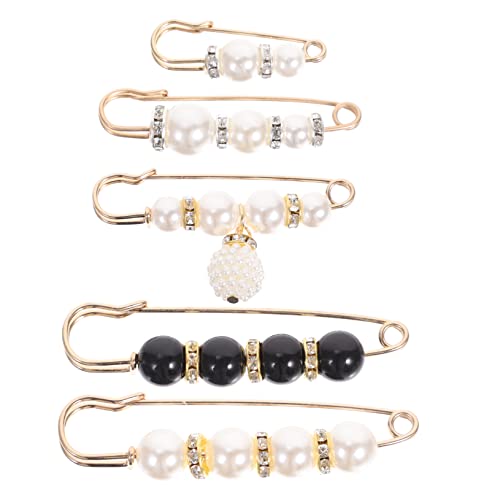 AKOOSY 5stücke Perlenbrosche Für Kleidung Sicherheitsnadeln Für Damen Und Mädchen Broschen Mit Perlen Für Pullover Und Schals Perlenbroschen Als Dekoration Für Kleider von AKOOSY