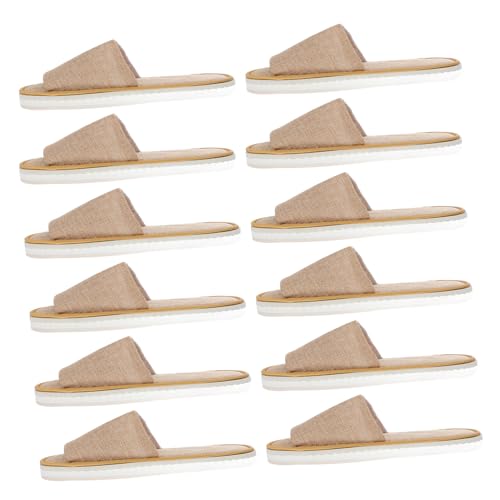 AKOOSY 6 Paare Einweg Hausschuhe aus Baumwoll Leinen mit Offenem Zehenbereich Rutschfeste Dicke Hotel und Spa Slipper Große Leicht und Tragbar für Zuhause Sauna Schwimmbad und Reisen von AKOOSY