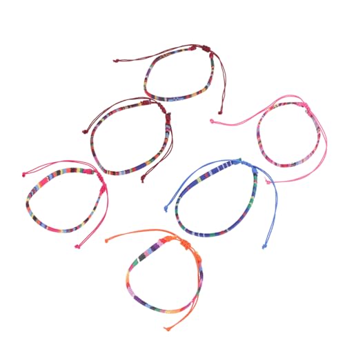 AKOOSY 6 Stück Boho Fußkettchen Damen Teilig Verstellbar Geflochten Bunte Strand Schmuck für Teen Sommerliche Baumwoll Anklets Modisch Leicht Kombinierbar von AKOOSY