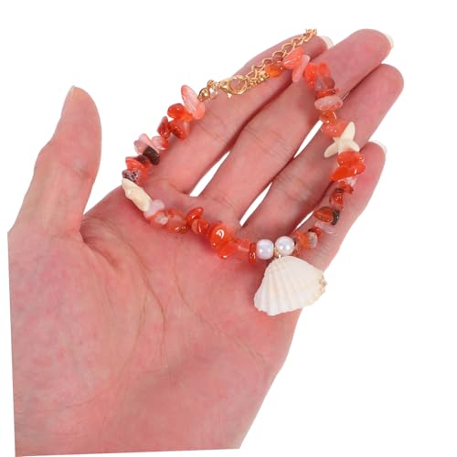 AKOOSY 6 Stück Boho Fußkettchen Verstellbare Damen Fußkette mit Bunten Naturstein Muschelperlen Strand Schmuck für Sommerurlaub und Freizeit von AKOOSY