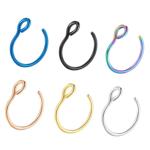 AKOOSY 6 Stück Teiliges Nasenringe aus Damen Nasenschmuck Modisch Langlebig in Roségold Silber Gold Dunkelblau für Nasenpiercing und Persönliche Dekoration von AKOOSY