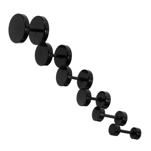 AKOOSY 6 Stück Teiliges Set Titanstahl Ohrstecker Punk Design Schwarze Langhantel Ohrringe für Herren und Damen Robust Vielseitig für Alltag Party Statement Accessoires von AKOOSY