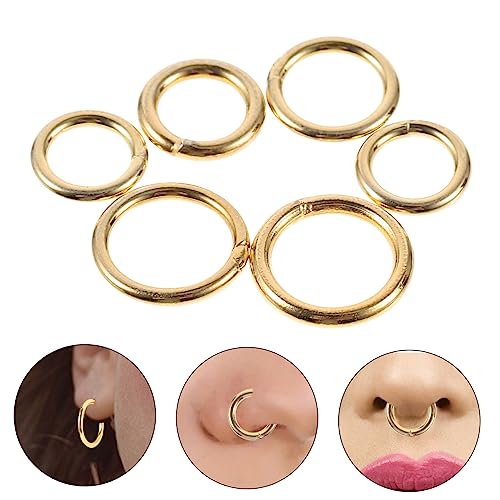 AKOOSY 6 Stück Teiliges Silber Nasenpiercing Offene Runde Nasenringe und Ohrschmuck Glatte Oberfläche Verschiedene Piercing Ringe für Damen Vielseitig Kombinierbar von AKOOSY