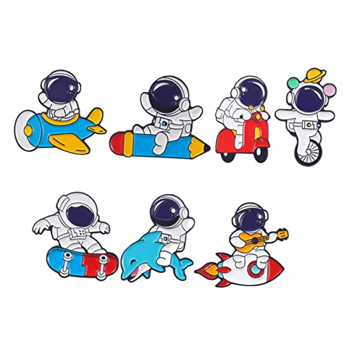 AKOOSY 7 Stück Teiliges Astronauten Broschen Legierung Bunte Anstecknadeln für Damen Kleidung Schmuck Vielseitig für Taschen Hüte Rucksäcke Langlebig und Leicht zu Befestigen von AKOOSY