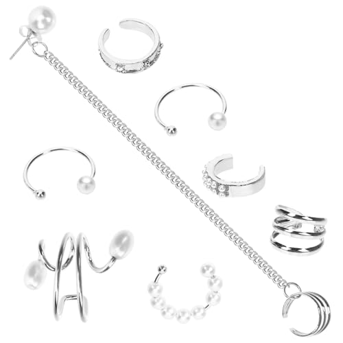 AKOOSY 8 Stück Durchbohrte Perlen Ohrclips Teilig Ohrklemme mit Eleganter Perlendekoration Angenehm zu Tragen Vielseitiger Ohrschmuck für Damen Stilvoll und für Alltag und Besondere von AKOOSY