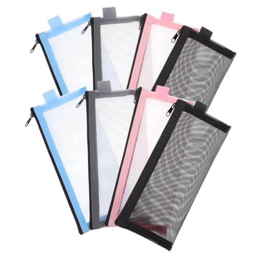 AKOOSY 8 Stück Großer Transparenter Pencil Organizer Teiliges mit Reißverschluss Tragbare Federtasche für Schüler Stifte Make Up und Bürobedarf Leicht und Robust in Schwarz Blau von AKOOSY